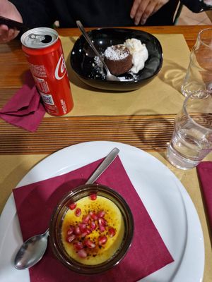 Crème Brûlèe e Tortino al cioccolato con panna alla nocciola at L'Angolo PizzOsteria in Vimodrone