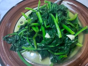 Spinach with smashed garlic (mid)   at Oriental City - 东方城中餐馆 in Tirana