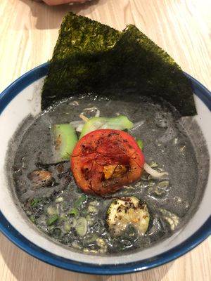 black sesame ramen at Yǒu Miànzi Shū Shí Liàolǐ - 有麵子蔬食料理 in Taipei