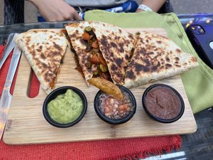 Vegan quesadilla  at Ocho Artisan Bungalows in Tamarindo