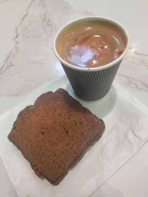 Americano and pumpkin bread at Tellus Coffee  in Walnut Creek