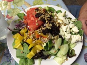 the works salad with delish vegan dressing at Sweet Pea Garden Pantry in Jellico