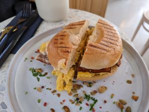 Vegan bacon & egg bagel at OH Bagel in Muenster