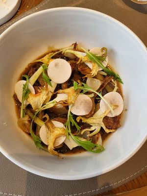 Purple artichoke, preserved truffle, cippolini onion at Amber  in Hong Kong Island