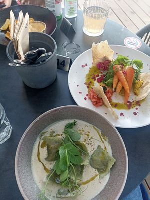 Mushroom ravioli and starters at Nihe in Tallinn