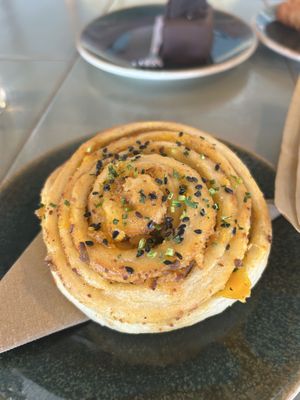 Pastry with smoked tofu filling  at Nihe in Tallinn