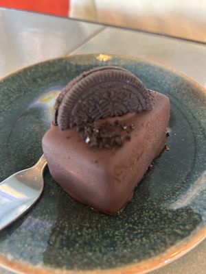 Oreo cake (inside was a white creamy filling, almost like ice cream)  at Nihe in Tallinn