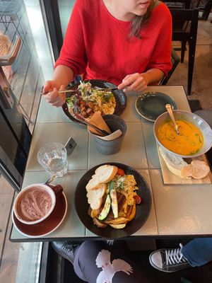 A variety of different dishes for lunch. at Nihe in Tallinn