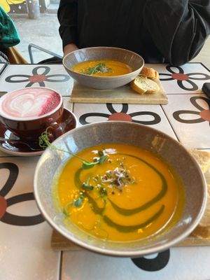 Sweet potato and pumpkin soup. at Nihe in Tallinn