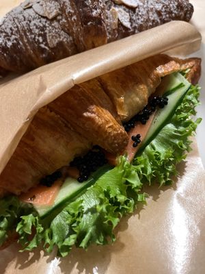 „Salmon“ & almond croissant. at Nihe in Tallinn