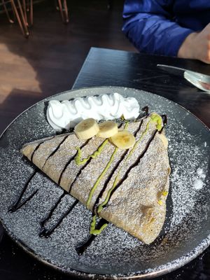 Pistache crepe with extra banana at Crêperie Nathalie in Whitley Bay