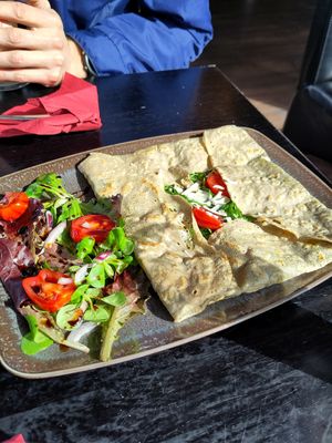 Special galette with mozzarella, pesto and tomato at Crêperie Nathalie in Whitley Bay