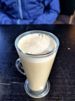 Vegan chai latte with oat milk at Crêperie Nathalie in Whitley Bay