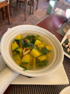 Vegan set - young pumpkin soup #Veganuary at Tamarind - A Taste of Laos in Luang Prabang