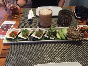 vegan jeow sampler  at Tamarind - A Taste of Laos in Luang Prabang