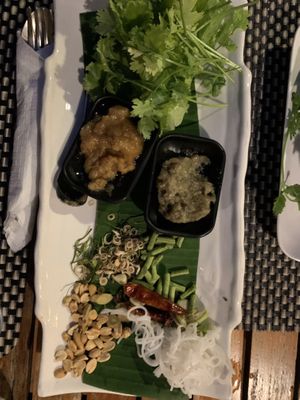 Vegan Set Menu: dips (absolutely incredible by the way)  at Tamarind - A Taste of Laos in Luang Prabang