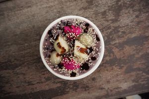 Vegan black sticky rice in cooking class at Tamarind - A Taste of Laos in Luang Prabang