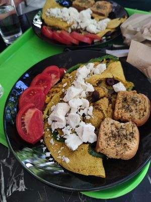 Vegan greek style omelette at Early Bites in Athens