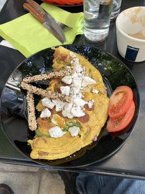 Sausage feta omelette   at Early Bites in Athens