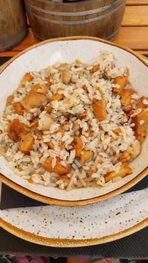 Vegan funghi risotto at Historic Boutique Hotel Cattaro Restaurant in Kotor