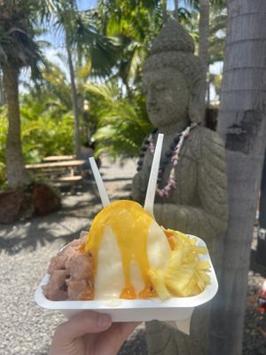 Taro, lilikoi jam, pineapple, and vegan condensed milk at  Da Sweet Spot by Bling Bing in Kihei