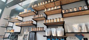 Decorated coffee cups at Qahwa BLK - Abdali Boulevard in Amman