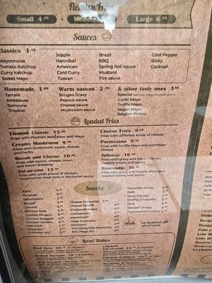 Nothing vegan on menu at 't Brugsch Friethuys in Bruges