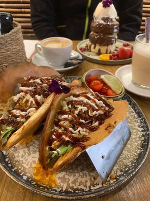 Vegan tacos pancakes at Mr. Stacks in Amsterdam