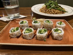 Cucumber veggie sushi - changed from crab upon request  at P.F. Chang's in Doha
