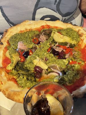 Very generous toppings on this: pizz’ and love  at Pizza Pilgrims in Oxford