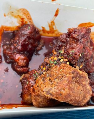 Crispy part is so good  at Vampire's Chicken in Seoul