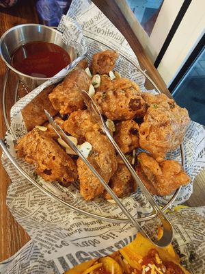 Seasoned spicy chicken at Vampire's Chicken in Seoul