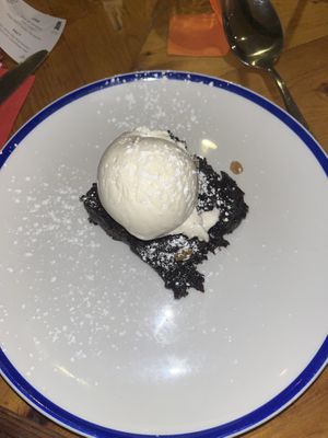 Brownie and ice cream  at Huntsman of Brockenhurst in Brockenhurst