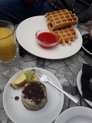 The waffles were decorated with fruit but I wasn't fast enough with taking the picture at MiiT in Riga