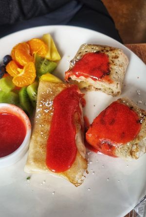 Apple pancake (not too sweet, thankfully) at MiiT in Riga