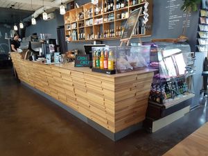 Comptoir bar sandwich vegan 3.5e cakes 2e bounty vegan dessert fruits 4e... a tester at MiiT in Riga