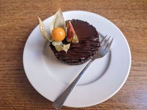 Chocolate cake at MiiT in Riga