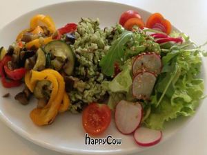 vegetables, rice and salad at MiiT in Riga