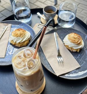 Gluten free Veterník & Iced coffee at VíK - Vegan Venue in Bratislava