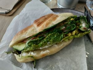 Traditional Slovak 'egg' and mayo sandwich at VíK - Vegan Venue in Bratislava
