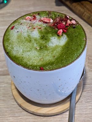 Matcha latte at VíK - Vegan Venue in Bratislava