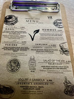 Cruelty free menu   at VíK - Vegan Venue in Bratislava