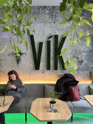 Seating and chill space  at VíK - Vegan Venue in Bratislava