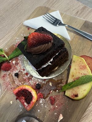 chocolate cake  at VíK - Vegan Venue in Bratislava