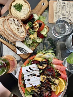 Hummus and salad  at VíK - Vegan Venue in Bratislava