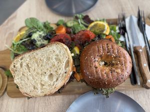 Bagel and sandwichh  at VíK - Vegan Venue in Bratislava