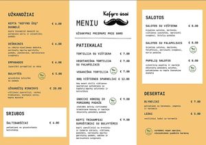 Meniu at Kefyro ūsai in Palanga