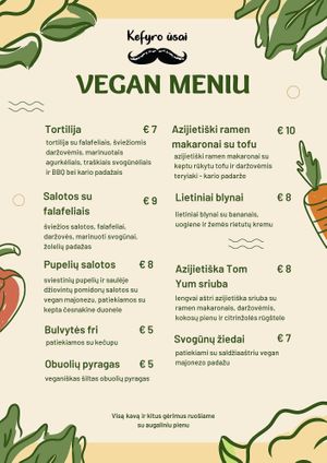 New vegan menu 2024 at Kefyro ūsai in Palanga