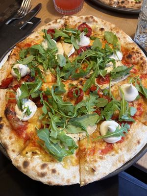 Great Vegan cheese on pizza 🤌🏻  at Innocent Cafe in Riga