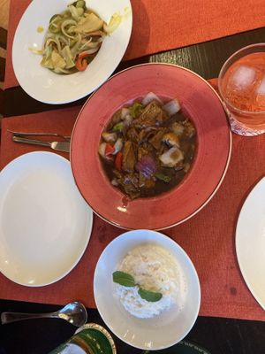 Vegetable chicken (soya), vegetable chop suey  at Great Asia in Lanzarote